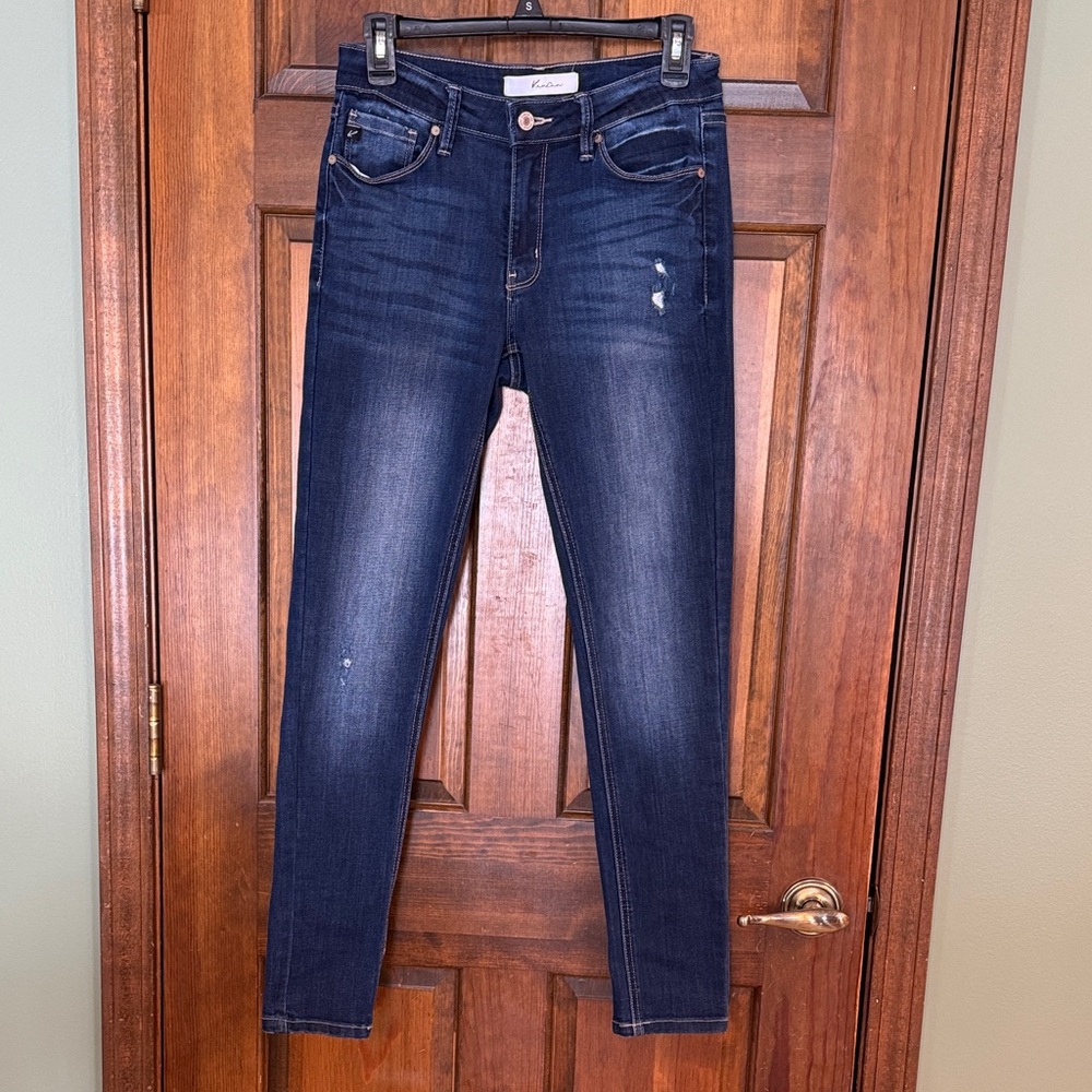 KanCan Dark Blue Distressed Skinny Jeans, S 26